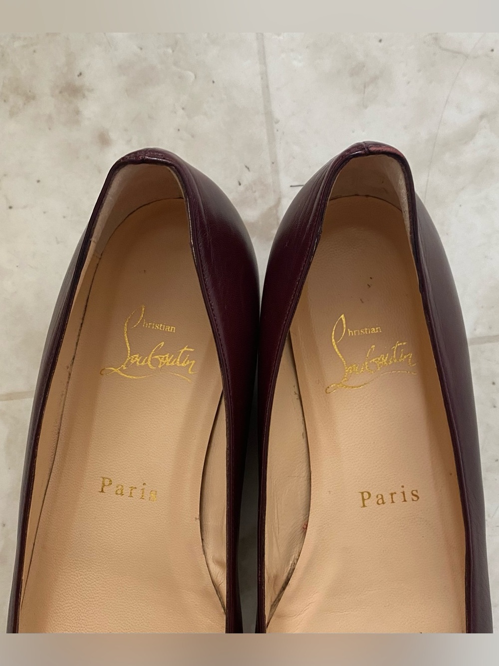 Christian Louboutin Cabo Burgundy Leather Studded Pointed Toe Ballet Flats 6.5 - Picture 7 of 10